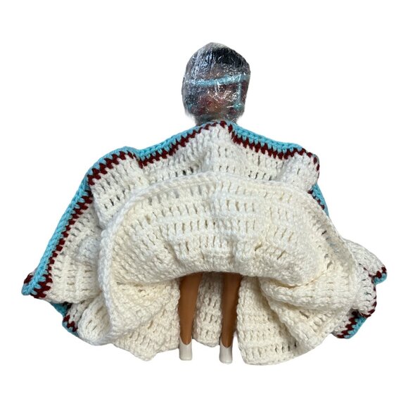 1980s Indigenous-Style Crochet Skirt Doll – 14" Handmade Display Doll with Beade - Picture 5 of 5